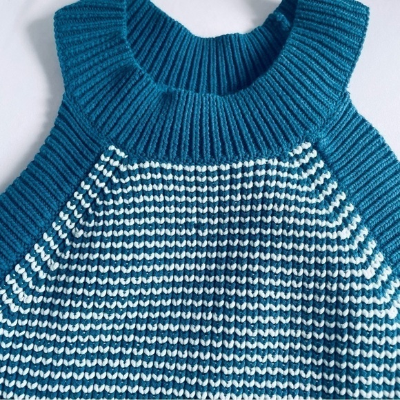 💙 LOFT Teal & White Halter Sweater Tank – Sleeveless, Size XS - Picture 8 of 11